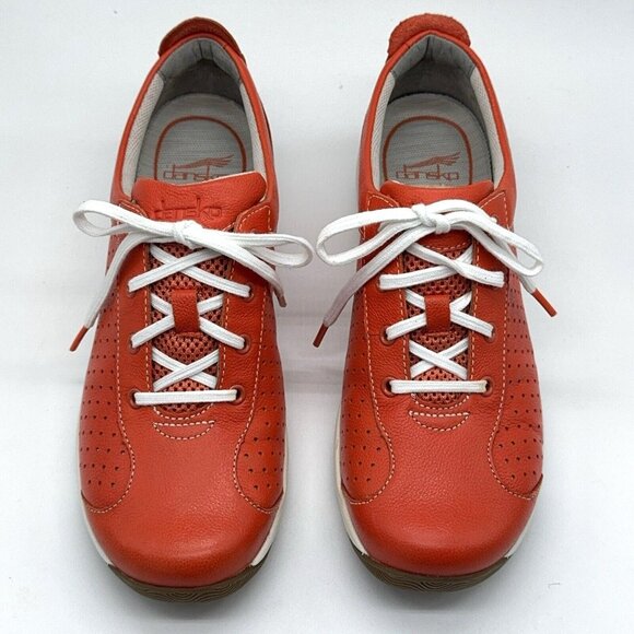 Dansko Sneakers Napa Leather Lace Up Hillary Orange Perfing  EU 39 US 9 - 9.5 - Picture 2 of 10